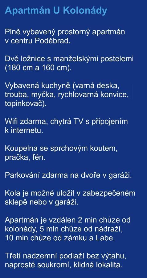 Apartman U Kolonady, Poděbrady Dış mekan fotoğraf